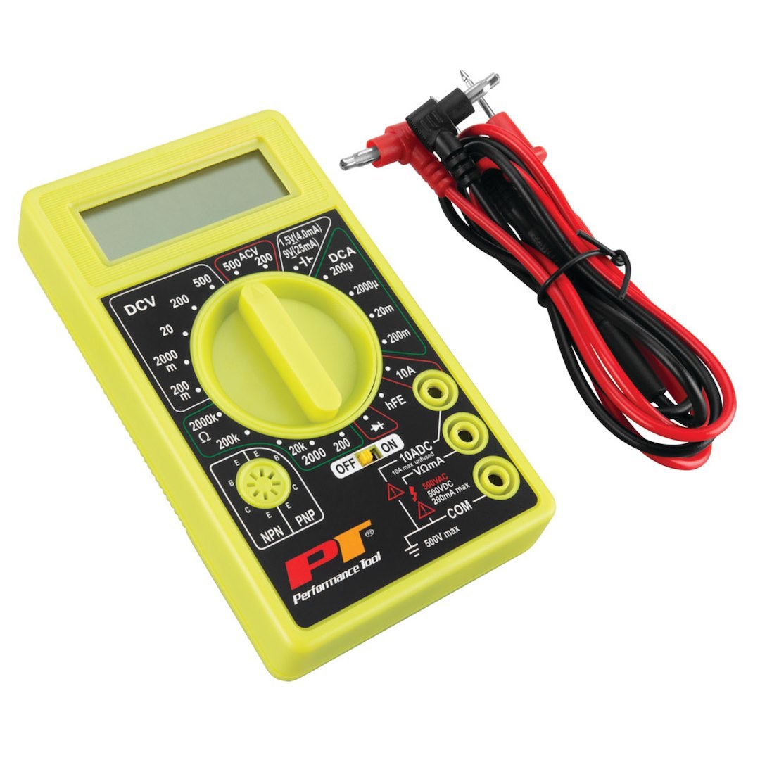 Performance Tool Electrical Multi-Tester, AC/ DC Volt Measurement/ DC Current Measurement/ Diode Test/ Ohm Test, Digital Display – W2974