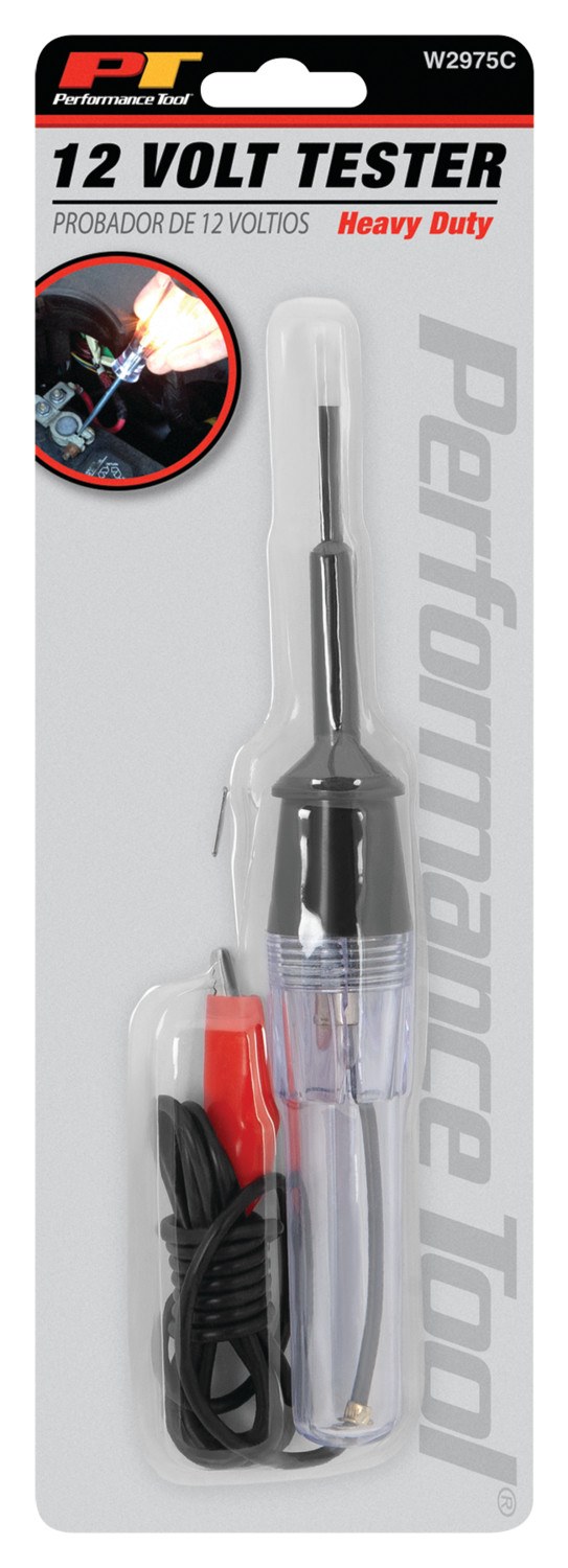 Performance Tool Circuit Tester, No Display, 12 Volts, With Alligator Clip – W2975C