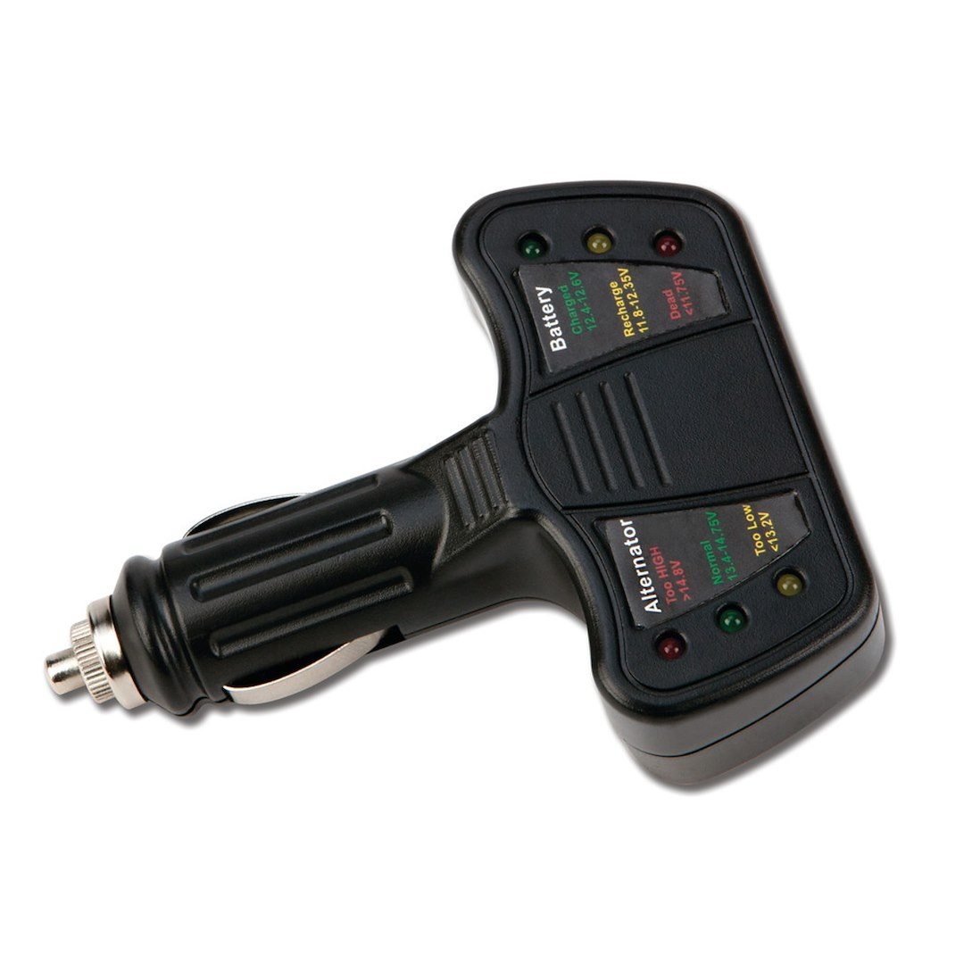 Performance Tool Battery Monitor, Use to Monitor Battery Condition and Check Alternator Voltage Status, With LED Indicators – W2989