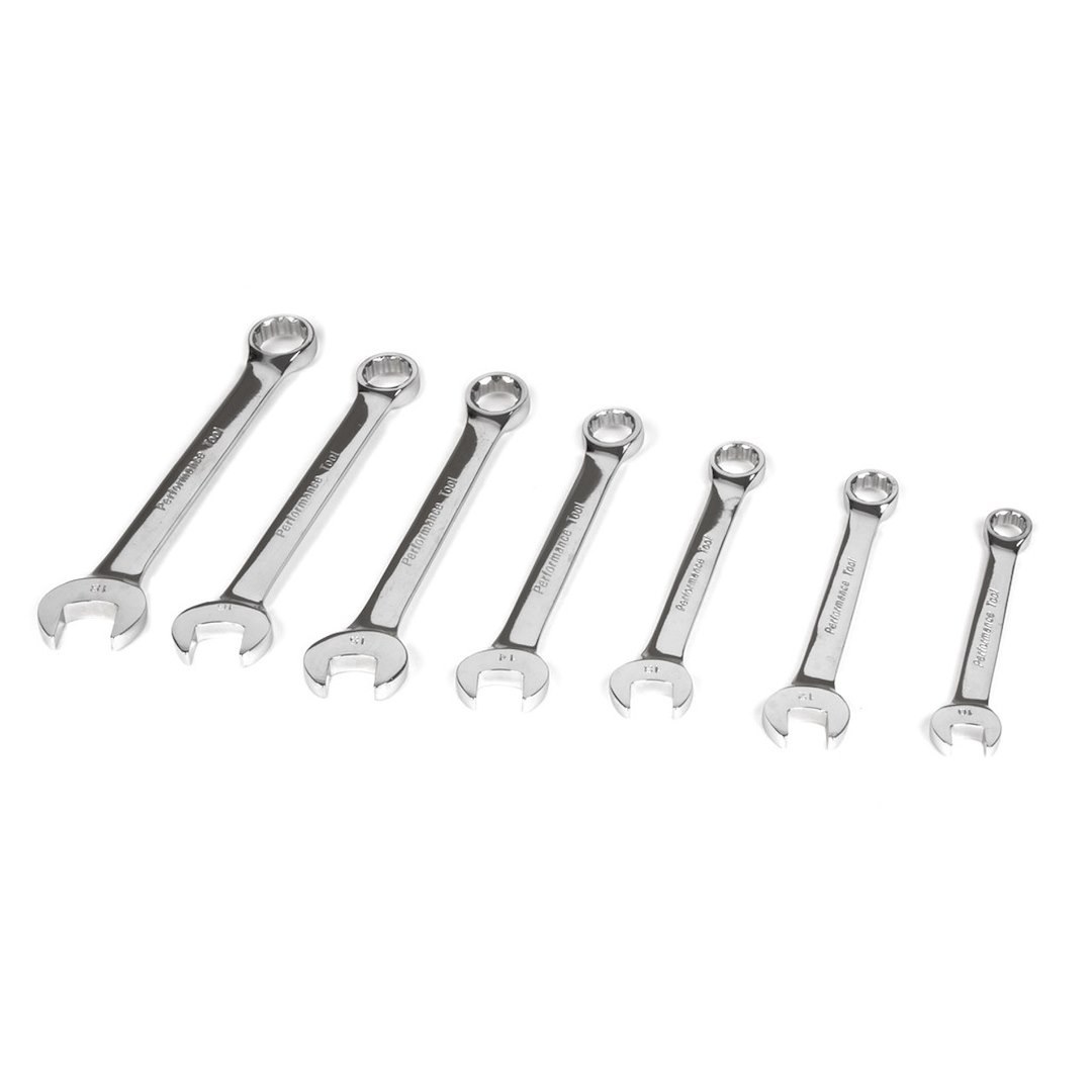 Performance Tool Wrench, Combination, 5/16 Inch/ 3/8 Inch/ 7/16 Inch/ 1/2 Inch/ 9/16 Inch/ 5/8 Inch/ 3/4 Inch, Chrome Plated – W30001