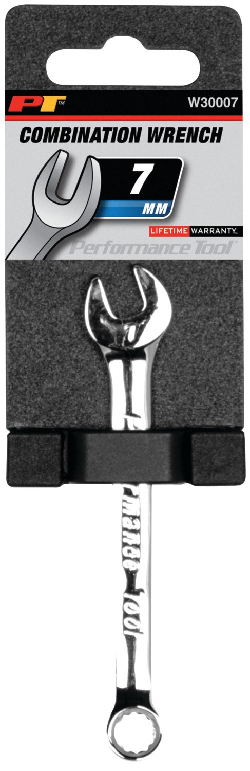 Performance Tool Wrench, Combination, 7 Millimeter, Chrome Plated, Chrome Alloy Steel, Single – W30007