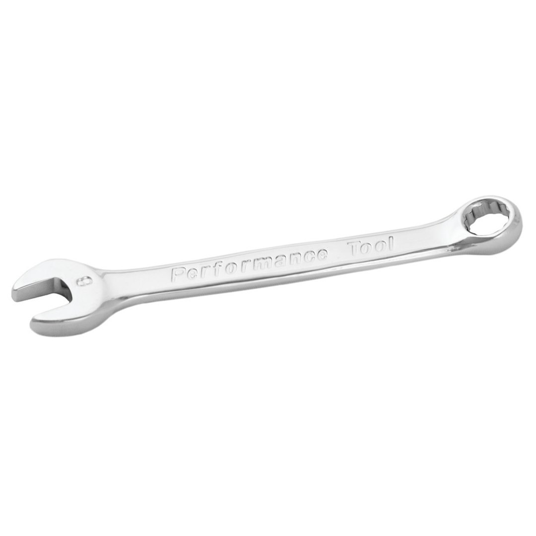 Performance Tool Wrench, Combination, 8 Millimeter, Chrome Plated, Chrome Alloy Steel, Single – W30008