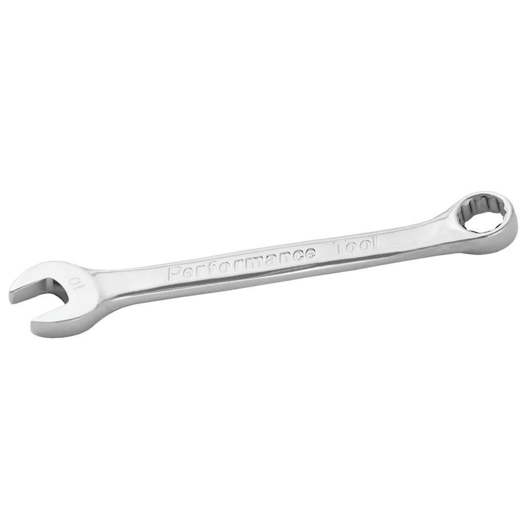 Performance Tool Wrench, Combination, 10 Millimeter, Chrome Plated, Chrome Alloy Steel, Single – W30010