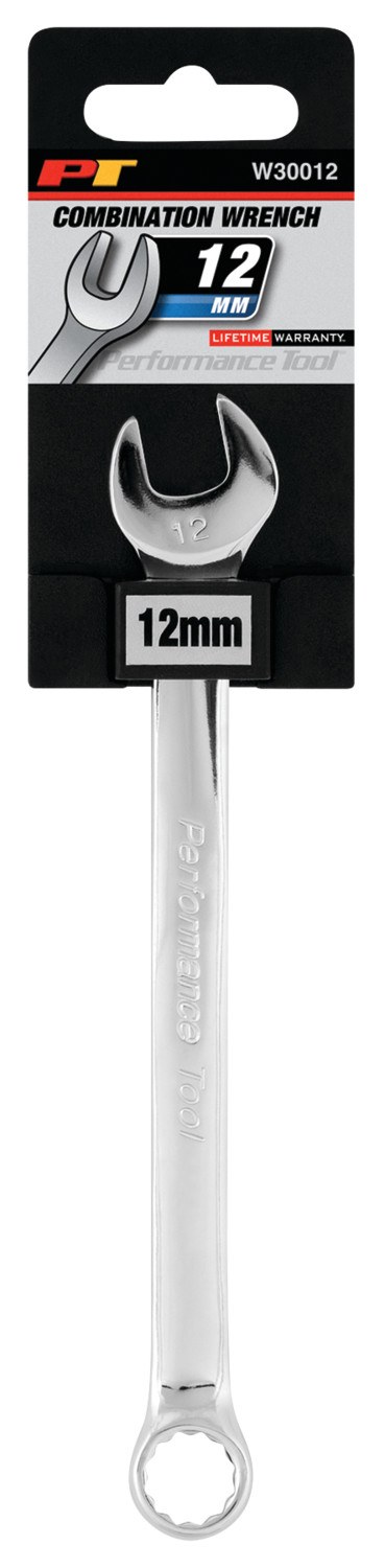 Performance Tool Wrench, Combination, 12 Millimeter, Chrome Plated, Chrome Alloy Steel, Single – W30012