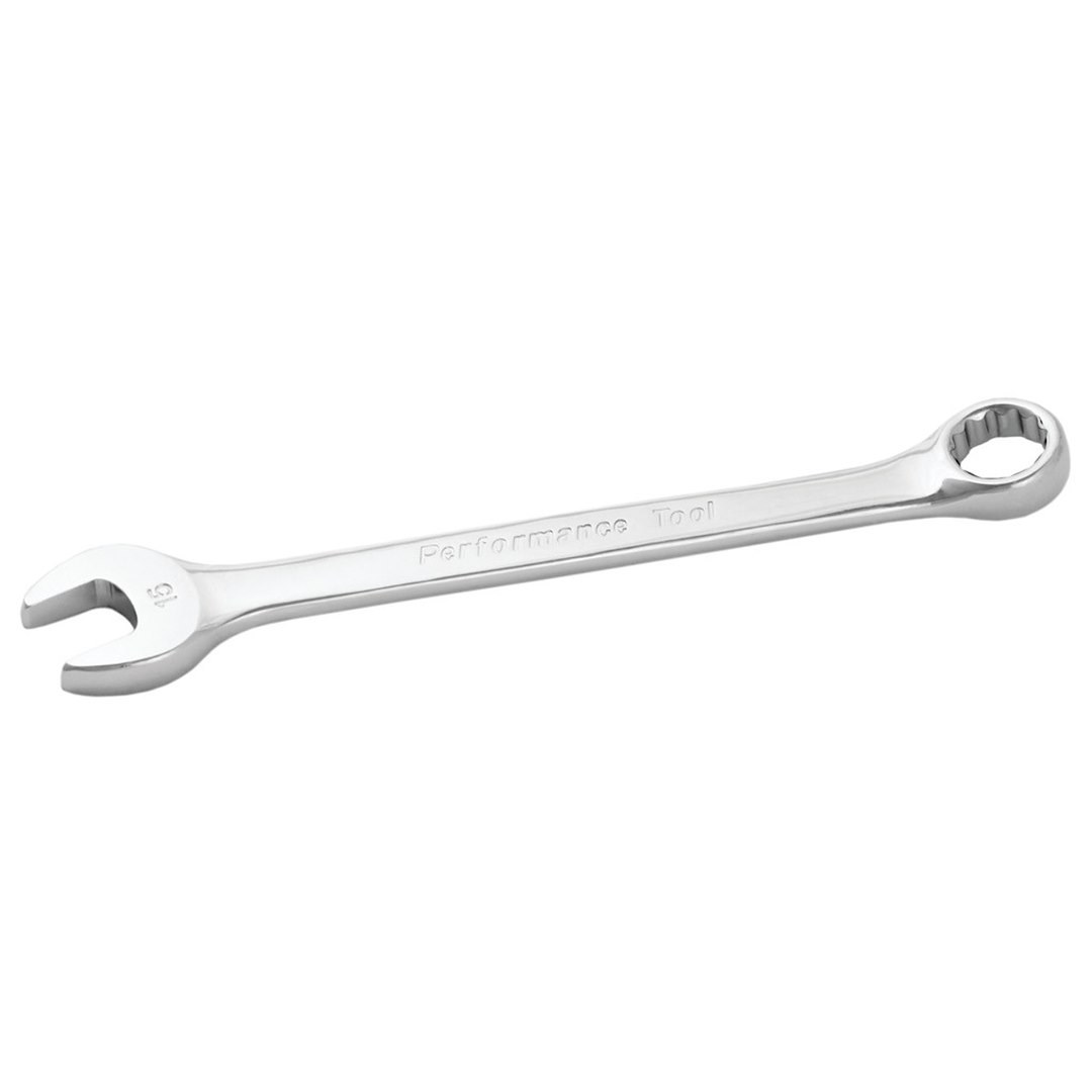Performance Tool Wrench, Combination, 15 Millimeter, Chrome Plated, Chrome Alloy Steel, Single – W30015