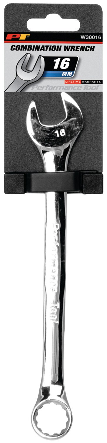 Performance Tool Wrench, Combination, 16 Millimeter, Chrome Plated, Chrome Alloy Steel, Single – W30016