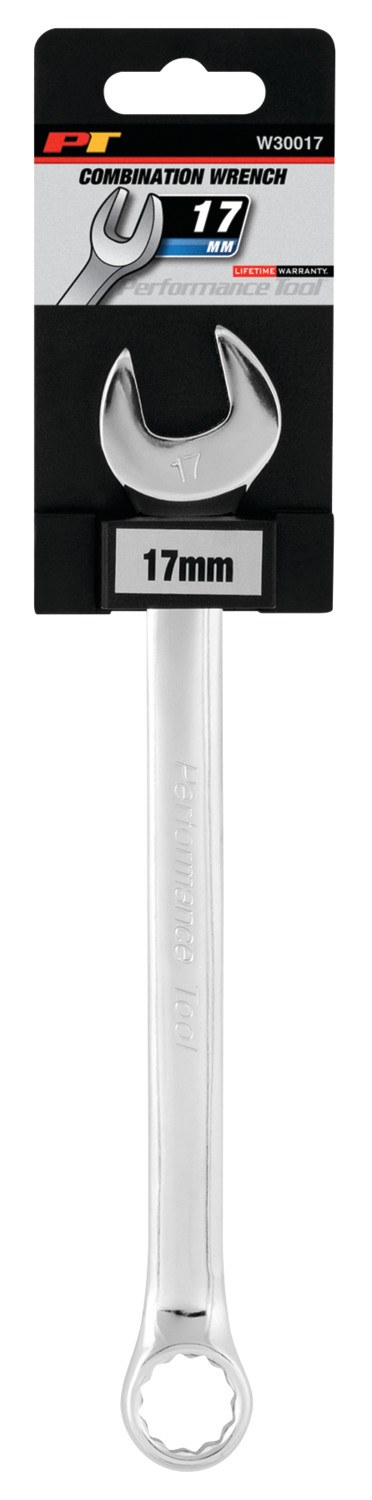 Performance Tool Wrench, Combination, 17 Millimeter, Chrome Plated, Chrome Alloy Steel, Single – W30017