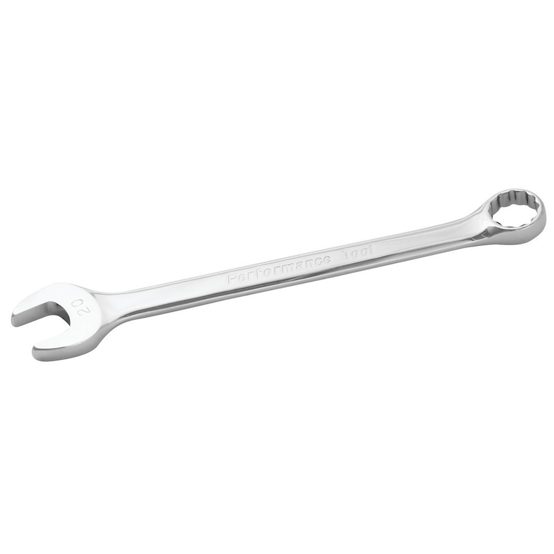Performance Tool Wrench, Combination, 20 Millimeter, Chrome Plated, Chrome Alloy Steel, Single – W30020