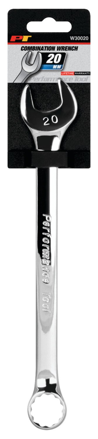 Performance Tool Wrench, Combination, 20 Millimeter, Chrome Plated, Chrome Alloy Steel, Single – W30020