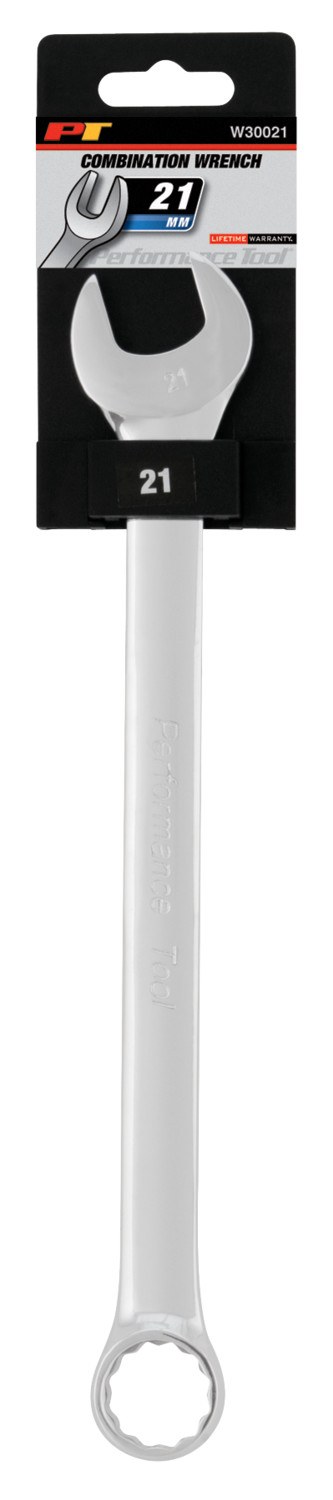 Performance Tool Wrench, Combination, 21 Millimeter, Chrome Plated, Chrome Alloy Steel, Single – W30021