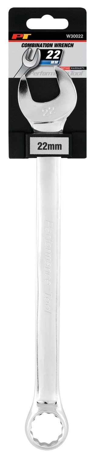 Performance Tool Wrench, Combination, 22 Millimeter, Chrome Plated, Chrome Alloy Steel, Single – W30022
