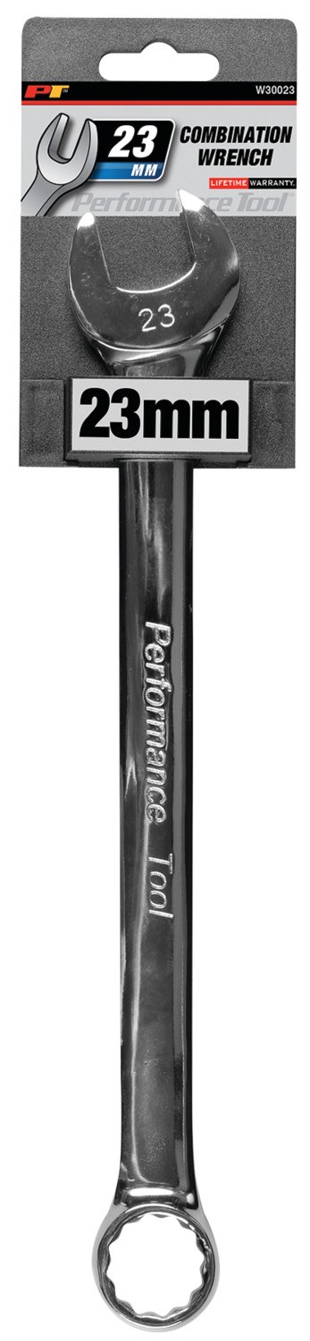 Performance Tool Wrench, Combination, 23 Millimeter, Chrome Plated, Chrome Alloy Steel, Single – W30023