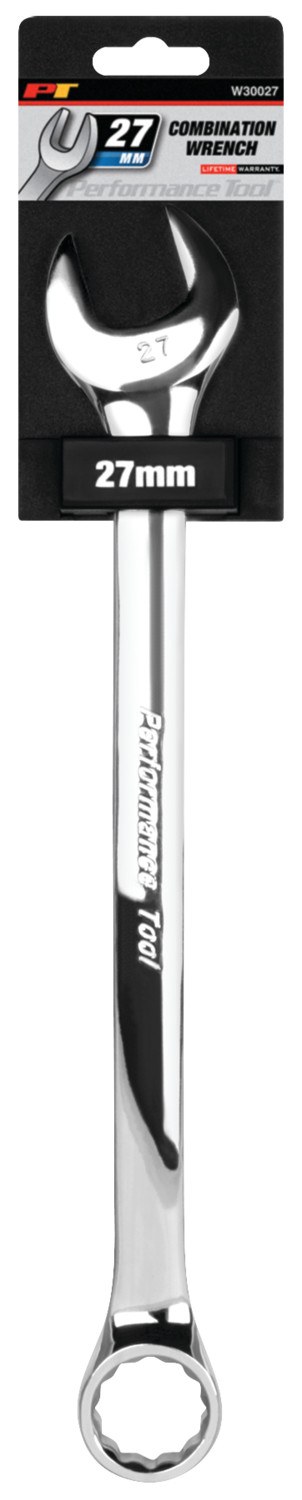 Performance Tool Wrench, Combination, 27 Millimeter, Chrome Plated, Chrome Alloy Steel, Single – W30027