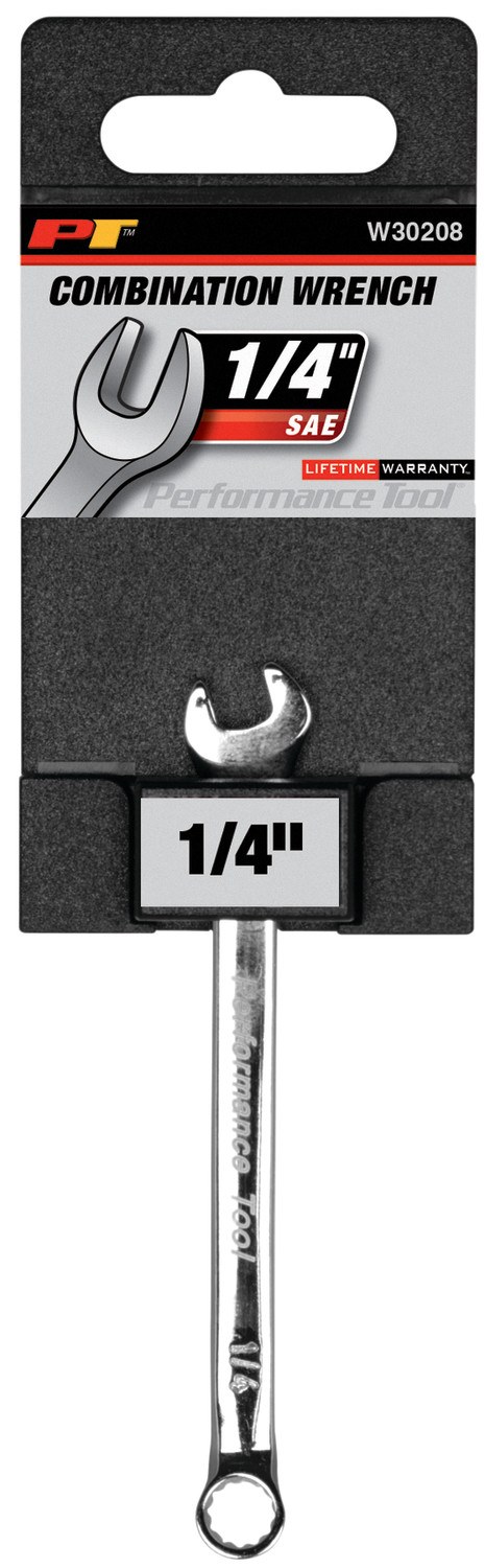 Performance Tool Wrench, Combination, 1/4 Inch, Chrome Plated, Chrome Alloy Steel, Single – W30208