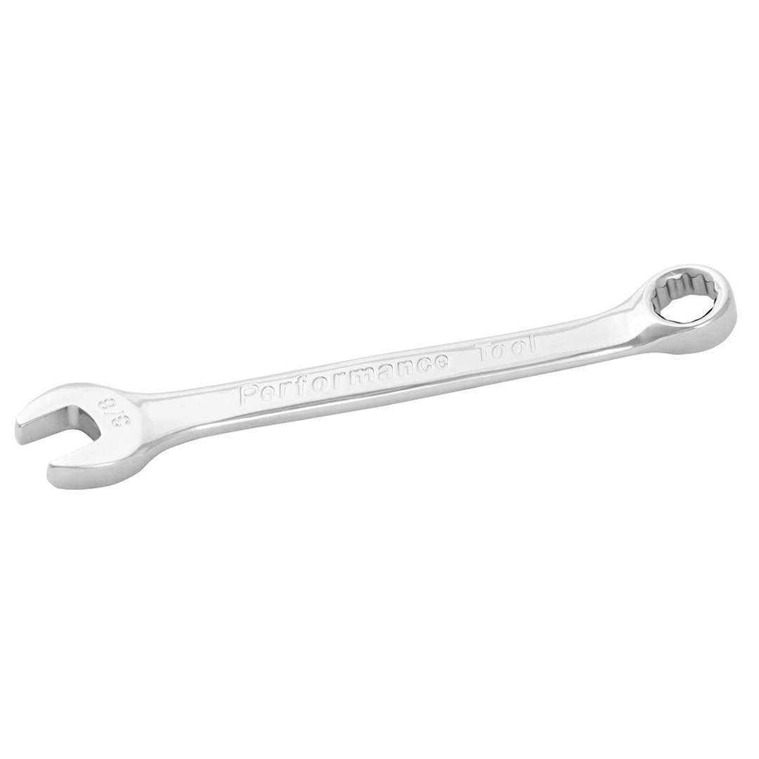 Performance Tool Wrench, Combination, 3/8 Inch, Chrome Plated, Chrome Alloy Steel, Single – W30212