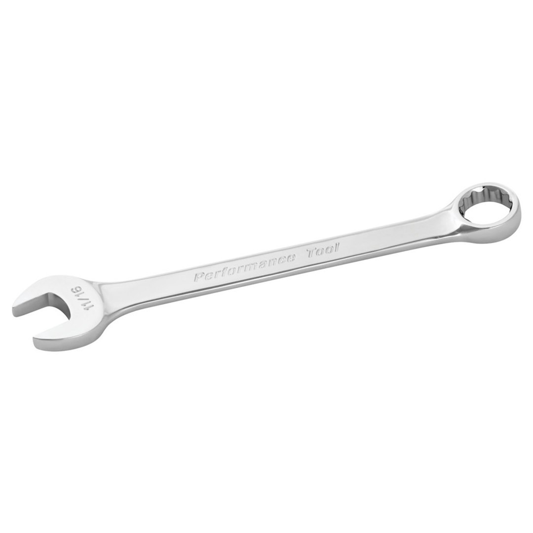 Performance Tool Wrench, Combination, 11/16 Inch, Chrome Plated, Chrome Alloy Steel, Single – W30222