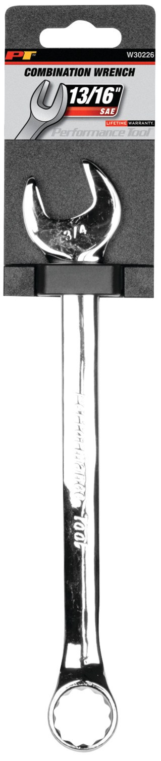 Performance Tool Wrench, Combination, 13/16 Inch, Chrome Plated, Chrome Alloy Steel, Single – W30226