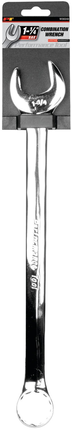 Performance Tool Wrench, Combination, 1-1/4 Inch, Chrome Plated, Chrome Alloy Steel, Single – W30240
