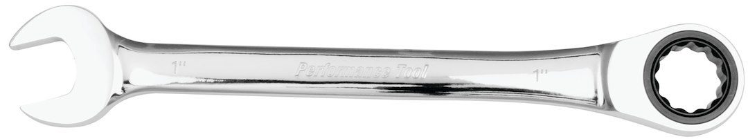 Performance Tool Wrench, Ratcheting Combination, 1 Inch, 5 Degree Closed Head Angle, 72 Ratchet Teeth, Chrome Plated, Chrome Vanadium Steel – W30262