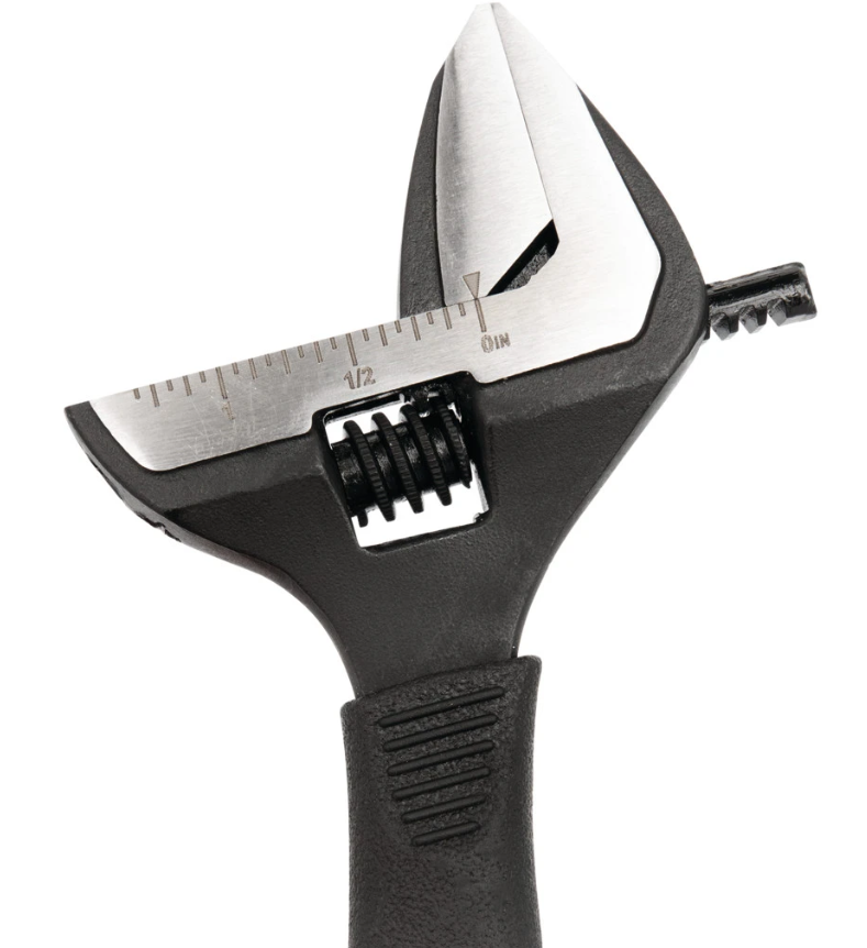 Performance Tool Adjustable Wrench, 6-1/2 Inch Length, 1-3/8 Inch Jaw Opening, Phosphate Black/ Polished Heads, Chrome Vanadium Steel – W30621