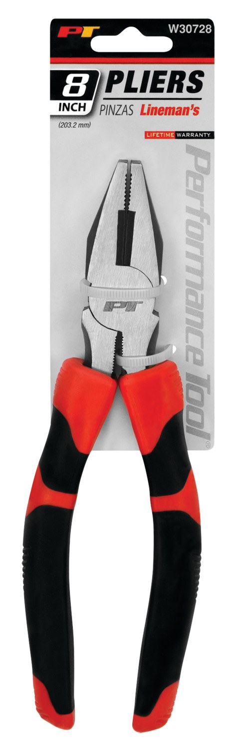 Performance Tool Pliers, Linesman, 8 Inch Length, Non-Reversible, Without Automatic Return, Chrome Vanadium Steel – W30728