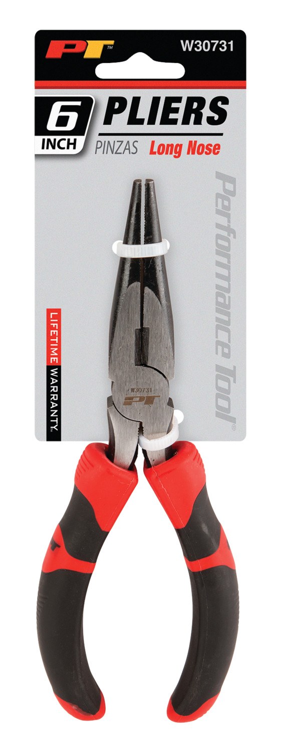 Performance Tool Pliers, Long Nose, 6 Inch Length, Non-Reversible, Without Automatic Return, Chrome Vanadium Steel – W30731