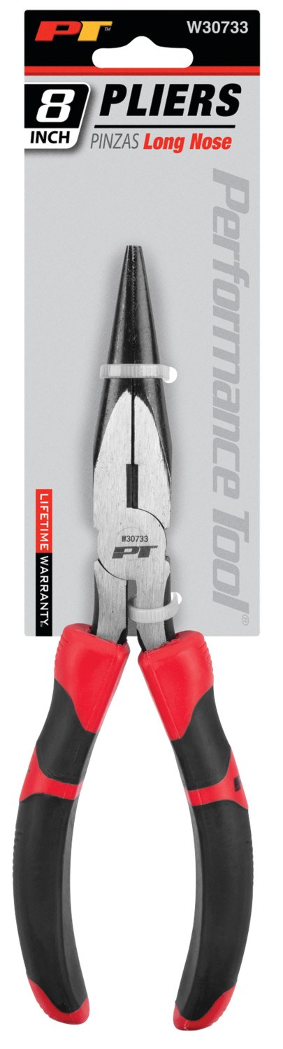 Performance Tool Pliers, Long Nose, 8 Inch Length, Non-Reversible, Without Automatic Return, Chrome Vanadium Steel – W30733