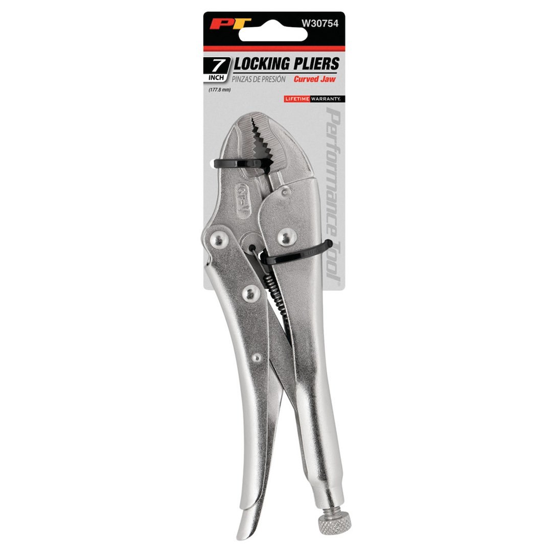 Performance Tool Pliers, Curved Jaw Locking, 7 Inch Length, Non-Reversible, With Automatic Return, Chrome Vanadium Steel – W30754