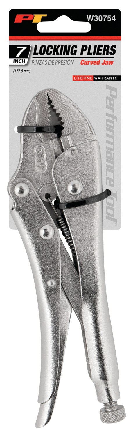 Performance Tool Pliers, Curved Jaw Locking, 7 Inch Length, Non-Reversible, With Automatic Return, Chrome Vanadium Steel – W30754