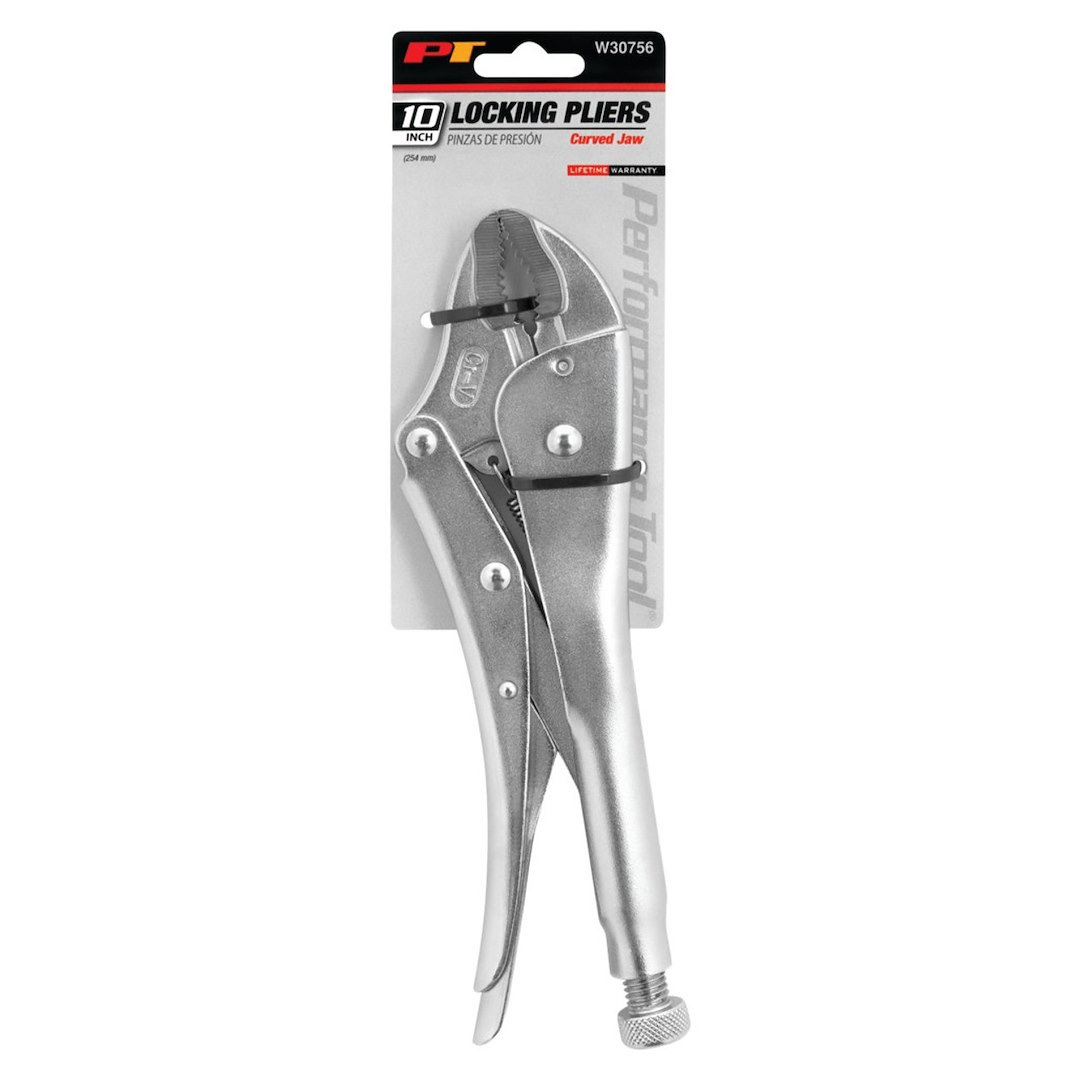 Performance Tool Pliers, Curved Jaw Locking, 10 Inch Length, Non-Reversible, With Automatic Return, Chrome Vanadium Steel – W30756