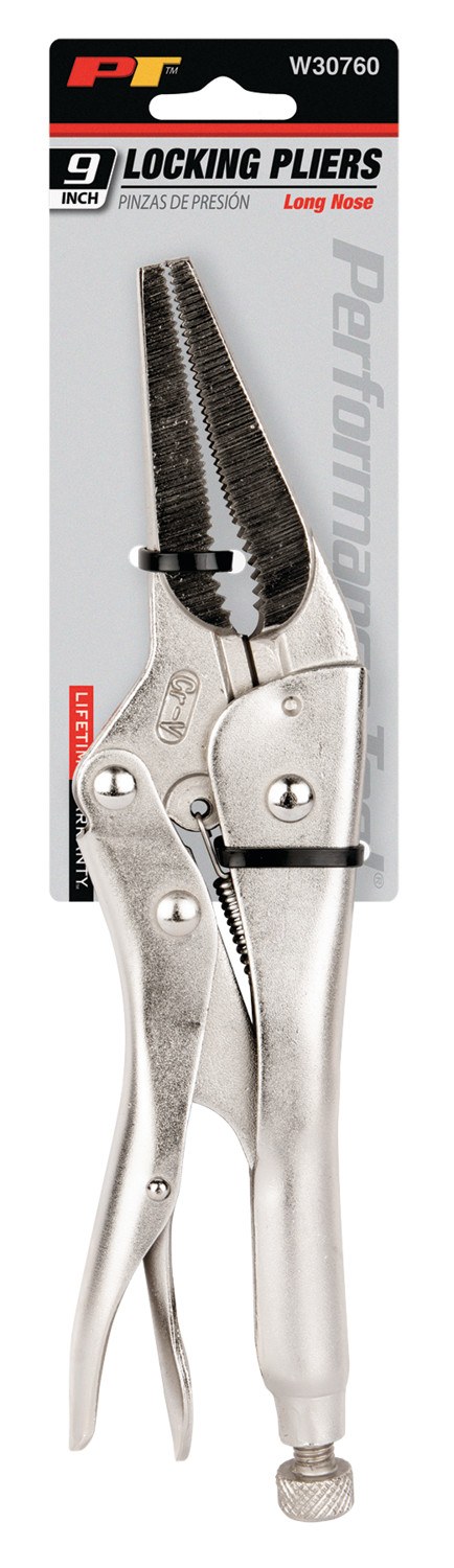 Performance Tool Pliers, Long Nose Locking, 9 Inch Length, Non-Reversible, With Automatic Return, Chrome Vanadium Steel – W30760