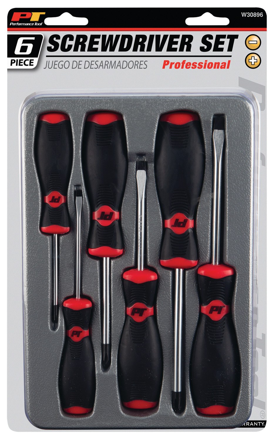 Performance Tool Screwdriver, Professional, 1/8 X 3 Inch/ 3/16 X 3 Inch/ 1/4 X 4 Inch Slotted – W30896