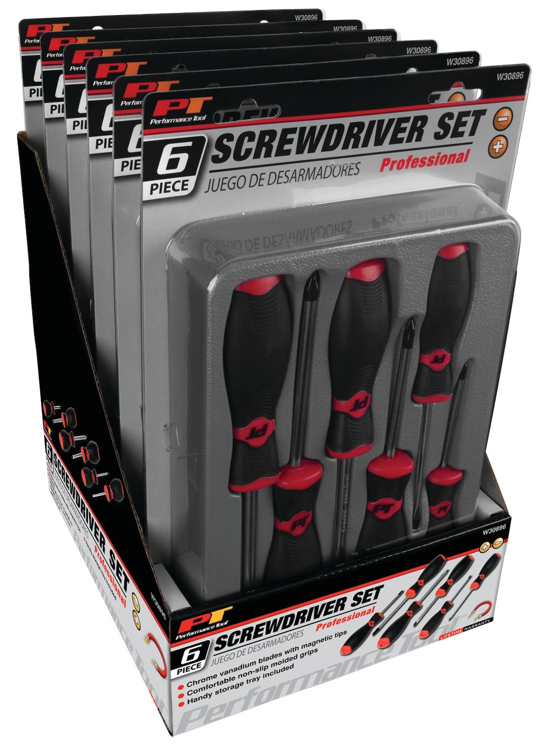 Performance Tool Screwdriver, Professional, 1/8 X 3 Inch/ 3/16 X 3 Inch/ 1/4 X 4 Inch Slotted – W30896