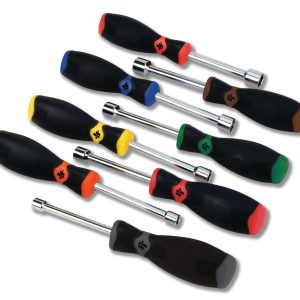 Performance Tool Nut Driver, 3/16 to 1/2 Inch Size, Fluted Handle with Grip, Chrome Plated, Chrome Vanadium Steel, Set of 8 – W30900