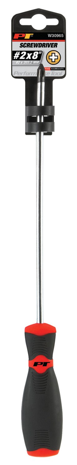 Performance Tool Screwdriver, Phillips, #2, 8 Inch Length, Chrome Vanadium Steel, With Magnetic Tip – W30965