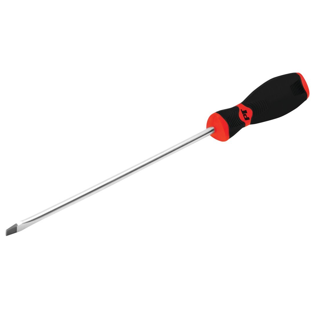 Performance Tool Screwdriver, Slotted, 1/4 Inch, 8 Inch Length, Chrome Vanadium Steel, With Magnetic Tip – W30990