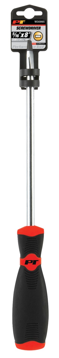 Performance Tool Screwdriver, Slotted, 5/16 Inch, 8 Inch Length, Chrome Vanadium Steel, With Magnetic Tip – W30995