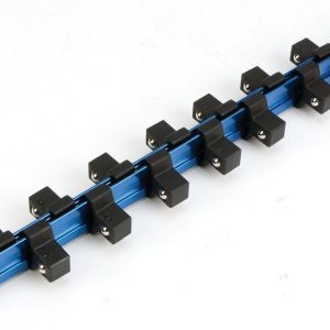 Performance Tool Socket Storage Rail, 1/2 Inch Drive, 12-1/4 Inch Length, Blue, Double Sided Aluminum, Single – W32004