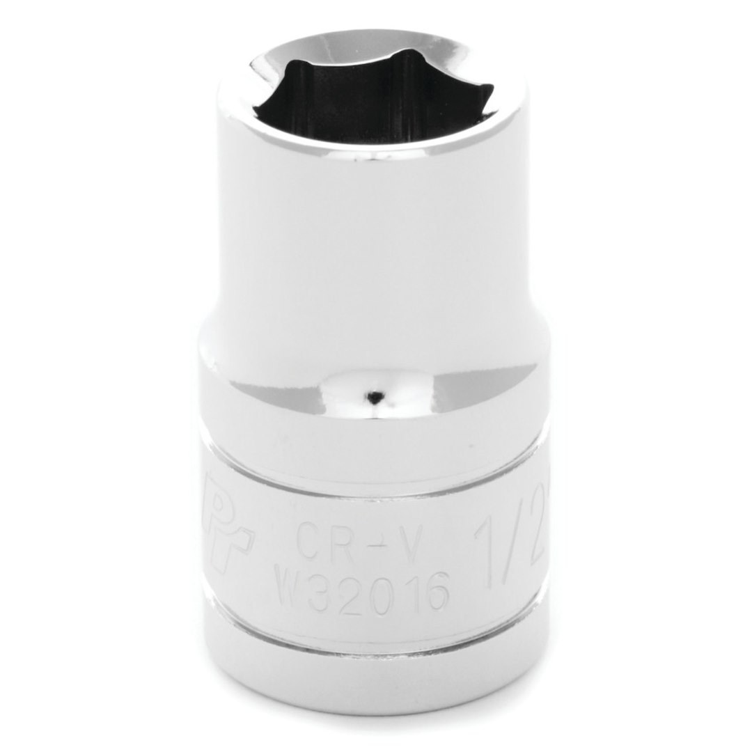 Performance Tool Socket, 1/2 Inch Drive, Standard, 6 Point, Polished Nickel Chrome Plated, Vanadium Alloy Steel, Single – W32016