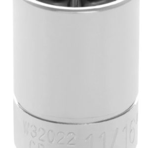 Performance Tool Socket, 1/2 Inch Drive, 11/16 Inch, Standard, 6 Point, Polished Nickel Chrome Plated, Vanadium Alloy Steel, Single – W32022