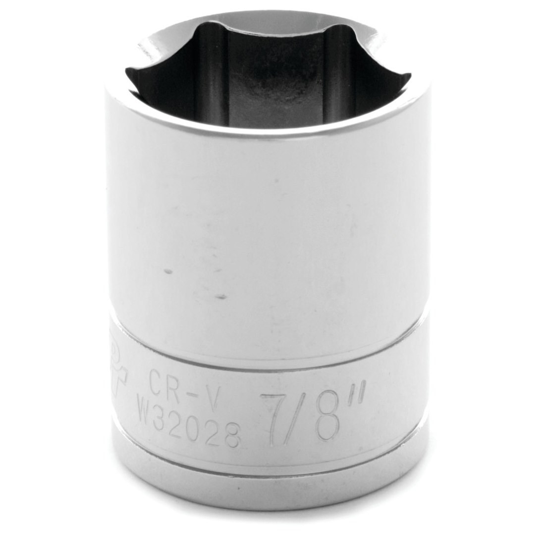 Performance Tool Socket, 1/2 Inch Drive, 7/8 Inch, Standard, 6 Point, Polished Nickel Chrome Plated, Vanadium Alloy Steel, Single – W32028