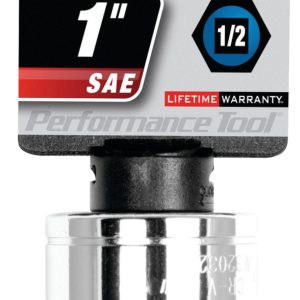 Performance Tool Socket, 1/2 Inch Drive, Standard, 6 Point, Polished Nickel Chrome Plated, Vanadium Alloy Steel, Single – W32032