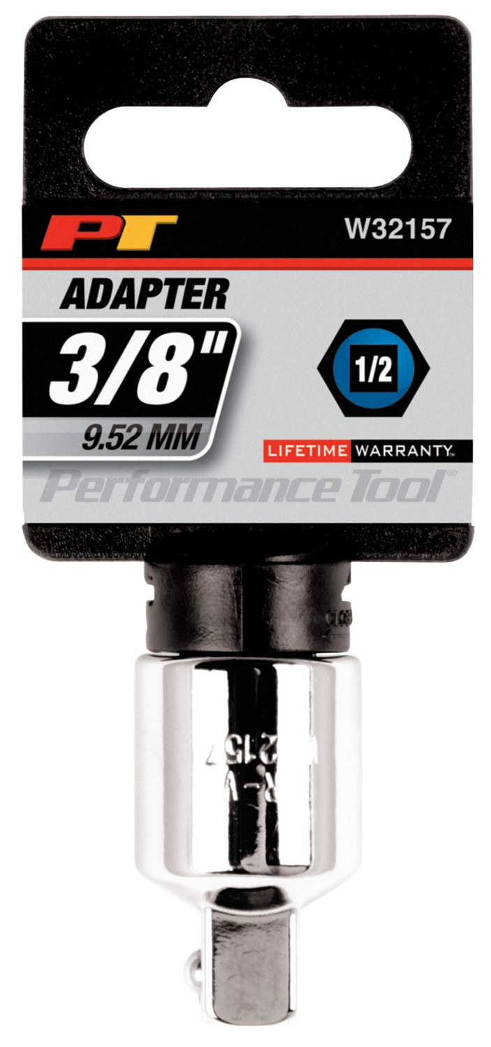 Performance Tool Socket Adapter, 1/2 Inch Female X 3/8 Inch Male, Chrome Plated, Chrome Vanadium Steel, Single – W32157