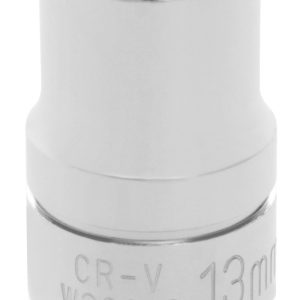 Performance Tool Socket, 1/2 Inch Drive, 13 Millimeter, Metric, 6 Point, Polished Nickel Chrome Plated, Vanadium Alloy Steel, Single – W32213