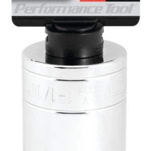 Performance Tool Socket, 1/2 Inch Drive, 1-1/16 Inch, Standard, Deep Socket, 6 Point, Polished Nickel Chrome Plated, Vanadium Alloy Steel – W32334