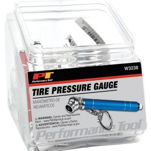 Performance Tool Tire Pressure Gauge, Pencil Type, 10-50 Pounds Per Square Inch (PSI), With Keychain – W3238