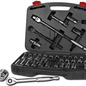 Performance Tool Socket Set, 1/2 Inch Drive, Standard/ Metric, Chrome Vanadium Steel – W32905