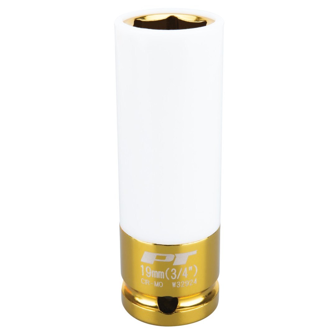 Performance Tool Socket, 1/2 Inch Drive, 19 Millimeter, Thin Wall Impact Socket, Chrome Molybdenum Steel, Single – W32924