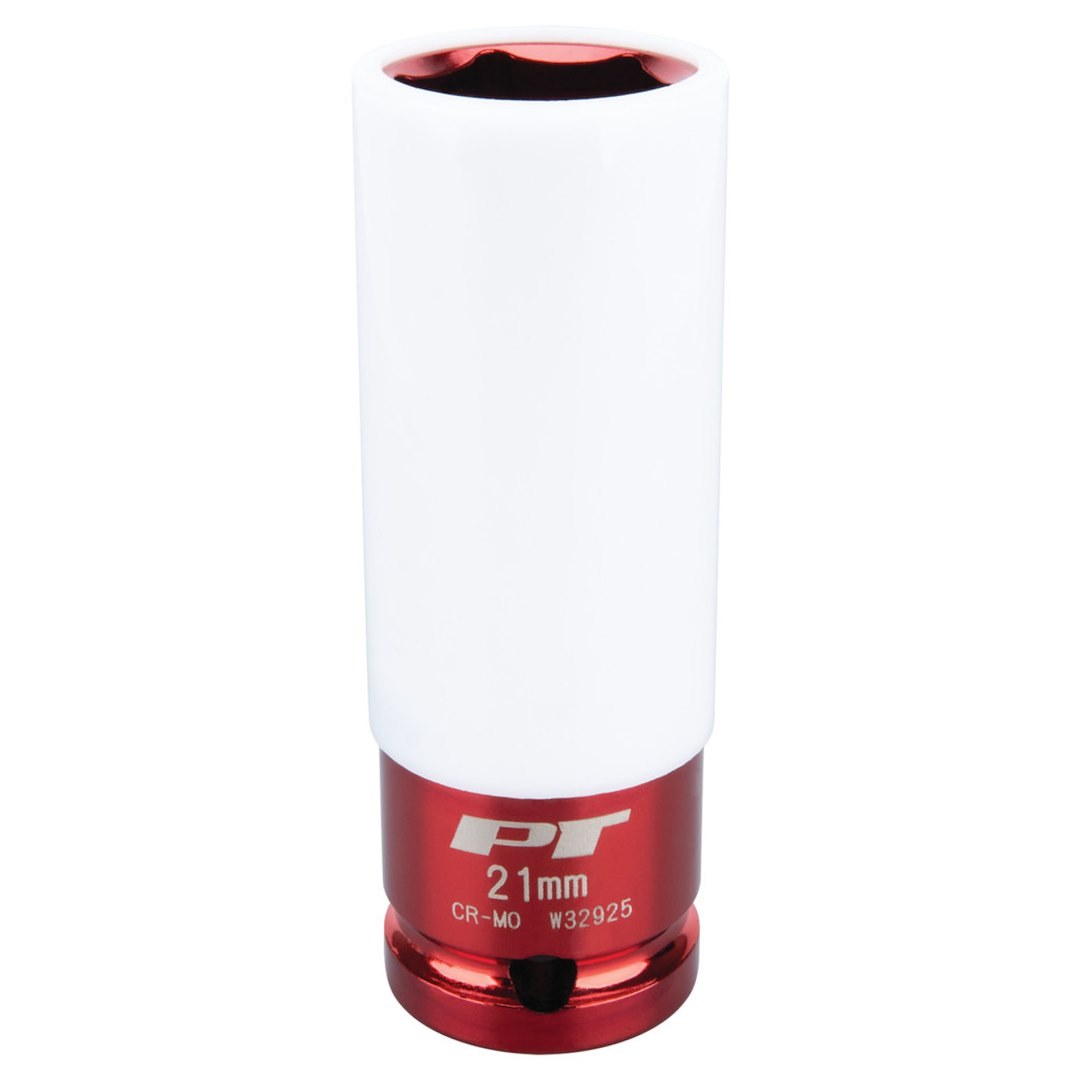 Performance Tool Socket, 1/2 Inch Drive, 21 Millimeter, Thin Wall Impact Socket, Chrome Molybdenum Steel, Single – W32925