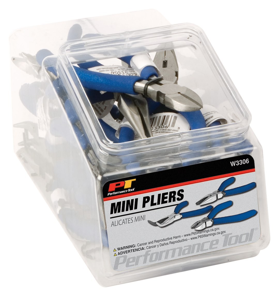 Performance Tool Pliers, Five Each of Long Nose/ Bent Nose/ Diagonal Cutter Pliers, Alloy Steel, With Large Fish Bowl – W3306